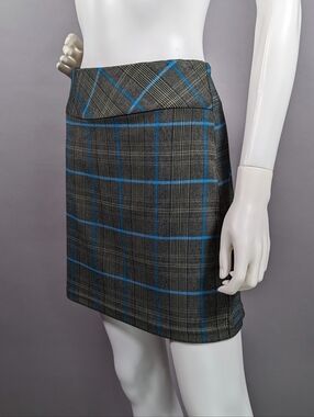Vintage Y2K Eye Candy Mini Skirt Blue Plaid Dark Academia Schoolgirl 7/8 Medium